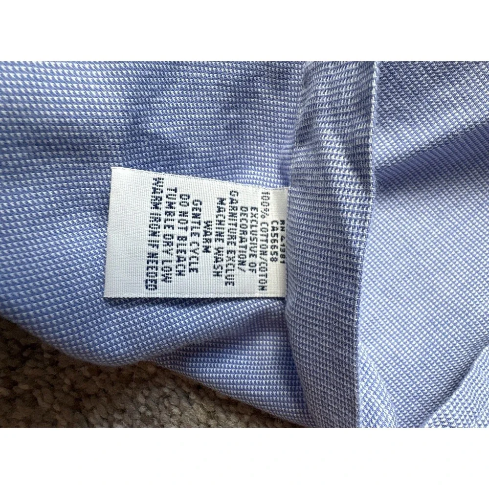 Polo Ralph Lauren Mens Large 16.5 Button Down Shirt Houndstooth Blue Cotton